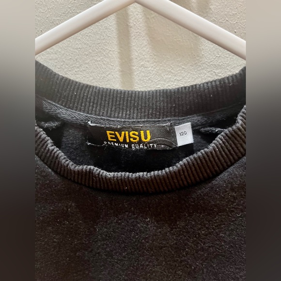Evisu Logo Classic Kids Black Sweatshirt Activewear Casual Wear Size 120 - Picture 9 of 10